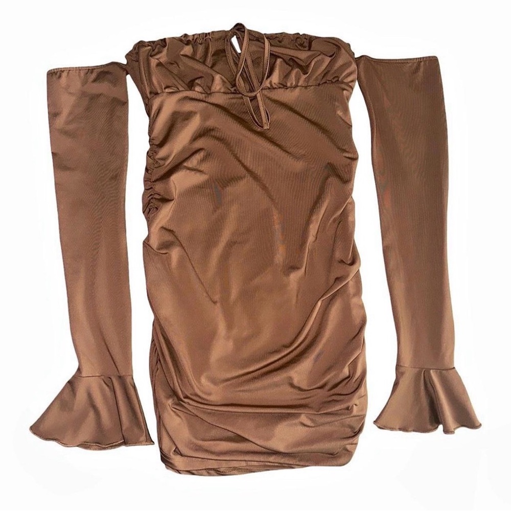 Elegant Brown Off-Shoulder Dress